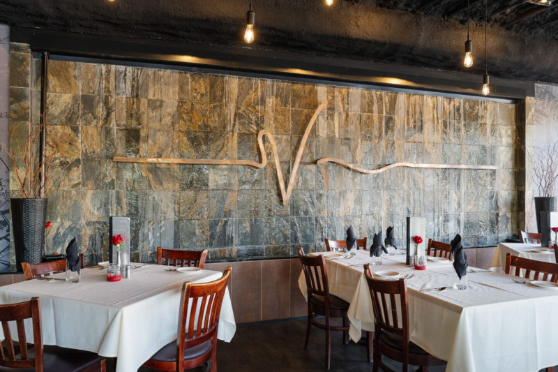 Slate water wall feature